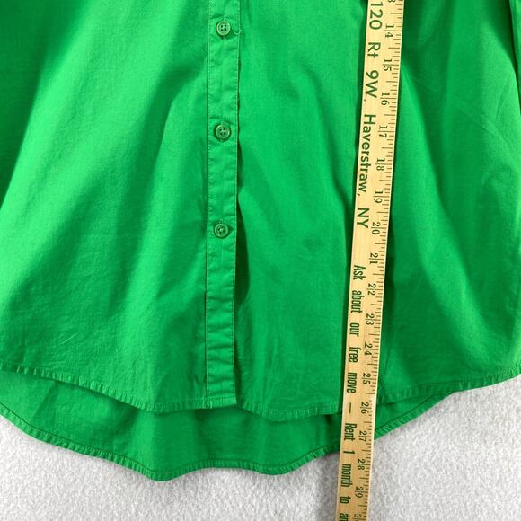 A NEW DAY Top XS Boyfriend Shirt Button Up Long Sleeve Stretch Cotton Green - Picture 10 of 12